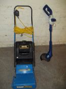 A QUALCAST LAWN RAKE AND AN ELECTRIC STRIMMER
