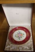A FRENCH HAND PAINTED PLATE IN ORIGINAL ANTIQUE BOX