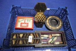 A PORCUPINE QUILL BOX AND AA QUANTITY OF COLLECTABLES