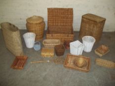 SELECTION OF WICKER BASKETS TO INCLUDE A PICNIC BASKET