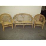 A WICKER 3 PIECE CONSERVATORY SUITE