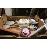 A TRAY OF COLLECTABLES TO INCLUDE A DRESSING TABLE SET ETC