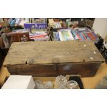 A VINTAGE WOODEN CHEST