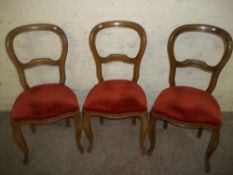 3 ANTIQUE BALLOON BACKED DINING CHAIRS