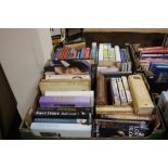 TWO TRAYS OF MISCELLANEOUS BOOKS TO INCLUDE NOVELS