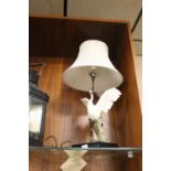 A SWAN TABLE LAMP AND SHADE