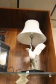 A SWAN TABLE LAMP AND SHADE