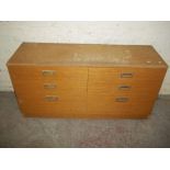 A TEAK RETRO SIDE BY SIDE CHEST OF 6 DRAWERS