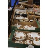 FIVE TRAYS OF ROYAL ALBERT , OLD COUNTRY ROSES TEA/DINNER WARE