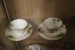 TWO ROYAL WORCESTER CUPS AND SAUCERS