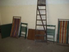 A SELECTION OF SEVEN ITEMS TO INCLUDE STEPS, DECK CHAIR ETC