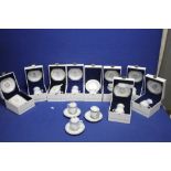NINE BOXED SWEDISH RORFRAND ROYAL FAMILY PLATE AND URN CHINA SETS TOGETHER WITH TWO UNBOXED ITEMS