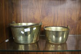 TWO BRASS JAM PANS