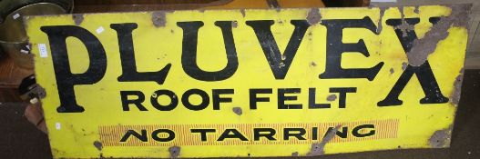 A LARGE VINTAGE PLUVEX ENAMEL SIGN