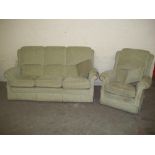 A 2 PIECE SUITE 3 SEATER AND A CHAIR