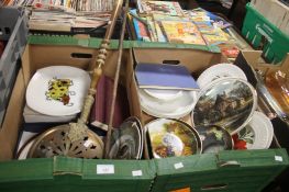 TWO TRAYS OF SUNDRIES TO INCLUDE A CARRIAGE CLOCK ETC