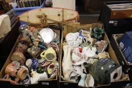 TWO TRAYS OF ASSORTED CERAMICS TO INCLUDE FIGURINES ETC