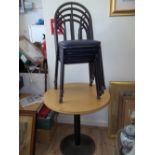 A ROUND CAFE TABLE AND 4 CHAIRS
