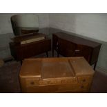 3 ITEMS TO INCLUDE A RETRO DRESSING TABLE AN OAK DRESSING TABLE AND A REPRODUCTION SIDEBOARD