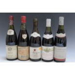 5 BOTTLES OF FRENCH RED WINE TO INCLUDE 1 BOTTLE OF DOMAINE DES HAUTES CORNIERES SANTENAY 1967,