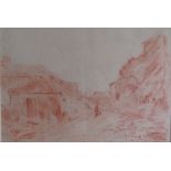 SHOLTO JOHNSTONE DOUGLAS (1871-1958) 'The Deserted Village', mixed media, titled verso, framed and