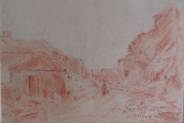 SHOLTO JOHNSTONE DOUGLAS (1871-1958) 'The Deserted Village', mixed media, titled verso, framed and