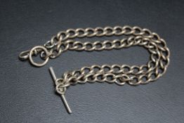 A SILVER DOUBLE ALBERT CHAIN, approx weight 50g, L 41 cm