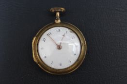 A BRASS PAIR CASED POCKET WATCH BY ROBERT PHILIP OF LONDON, No.17309, A/F, Dia 5 cm