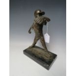 A CONTEMPORARY BRONZED STYLE AMERICAN CHILD PLAYING BASEBALL, bearing signature to the base '
