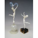 AN ART DECO GLASS LAMPWORK FIGURE DESIGNED BY ISTVAN KOMAROMY, modelled as a dancing nude female