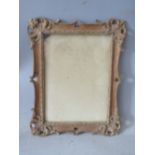 A LATE 19TH / EARLY 20TH SMALL DECORATIVE CARVED WOODEN FRAME, glazed, frame W 3 cm, rebate 21 x