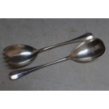 A PAIR OF HALLMARKED SILVER SALAD SERVERS BY COOPER BROTHERS & SONS LTD - SHEFFIELD 1927, approx