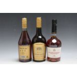 3 BOTTLES OF COGNAC CONSISTING OF 1 BOTTLE OF COURVOISIER VS COGNAC, 1 bottle of Chastagne 3* Cognac