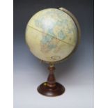 A CONTEMPORARY REPLOGLE 12" DIAMETER GLOBE, world classic series, on turned wooden stand, H 50 cm,