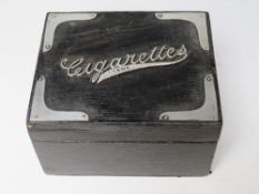 AN EDWARDIAN SILVER MOUNTED EBONISED CIGARETTE BOX, with hinged lid, Birmingham 1903, L 11 cm