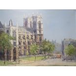 MARCUS (XX). A study of Westminster Abbey, signed lower right, oil on canvas, framed, 39 x 49 cm