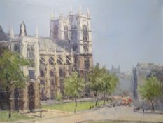 MARCUS (XX). A study of Westminster Abbey, signed lower right, oil on canvas, framed, 39 x 49 cm