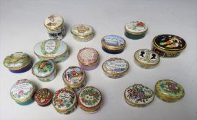A COLLECTION OF MAINLY HALCYON DAYS ENAMEL PILL BOXES, examples to include 'Los Angeles County