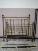 A VICTORIAN HEAVY BRASS BED FRAME, with side irons and slats, W 154 cm