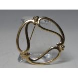 A HALLMARKED 9CT GOLD BROOCH, Dia. 3.3 cm, approx 4.6 g