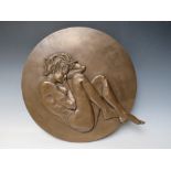 JENA CUTLER (XXI). A circular bronzed study of a sleeping nude female in relief, 'Moon Child' see