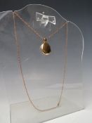 AN 18CT GOLD LOCKET STAMPED 750, suspended on an 18ct rose gold chain, combined weight approx. 16.