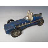 A VINTAGE HUBLEY METAL RACING CAR ADVERTISING MICHELIN TYRES, L 25 cm