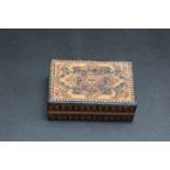 A TUNBRIDGE WARE STAMP BOX, W 6.5 cm