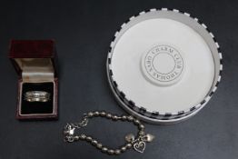 A THOMAS SABO 925 CHARM BRACELET, together with a Tiffany style ring (2)
