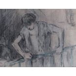 SHOLTO JOHNSTONE DOUGLAS (1871-1958) 'On the Balcony', mixed media study, titled verso, framed and