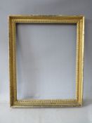 A LATE 18TH / EARLY 19TH CENTURY GOLD FRAME, with beaded inner edge, frame W 4.5 cm, rebate 59 x