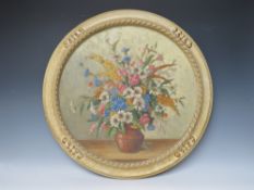 PAWLITSCHEK (XX). Early 20th century circular still life study of flowers in a vase, signed lower
