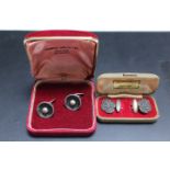 A PAIR OF DANISH STERLING SILVER CUFF LINKS, together with a pair of 800 cufflinks