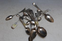 A COLLECTION OF HALLMARKED SILVER FLATWARE, various dates, makers and styles, approx combined weight
